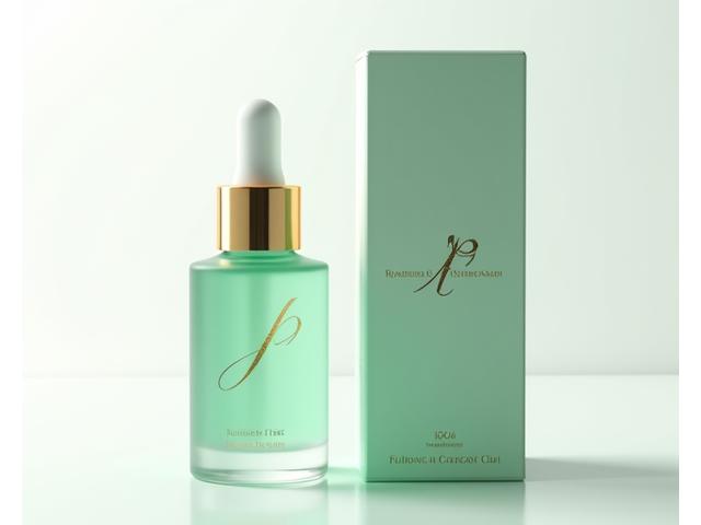 Contoh reka bentuk pembungkusan serum mewah dengan logo